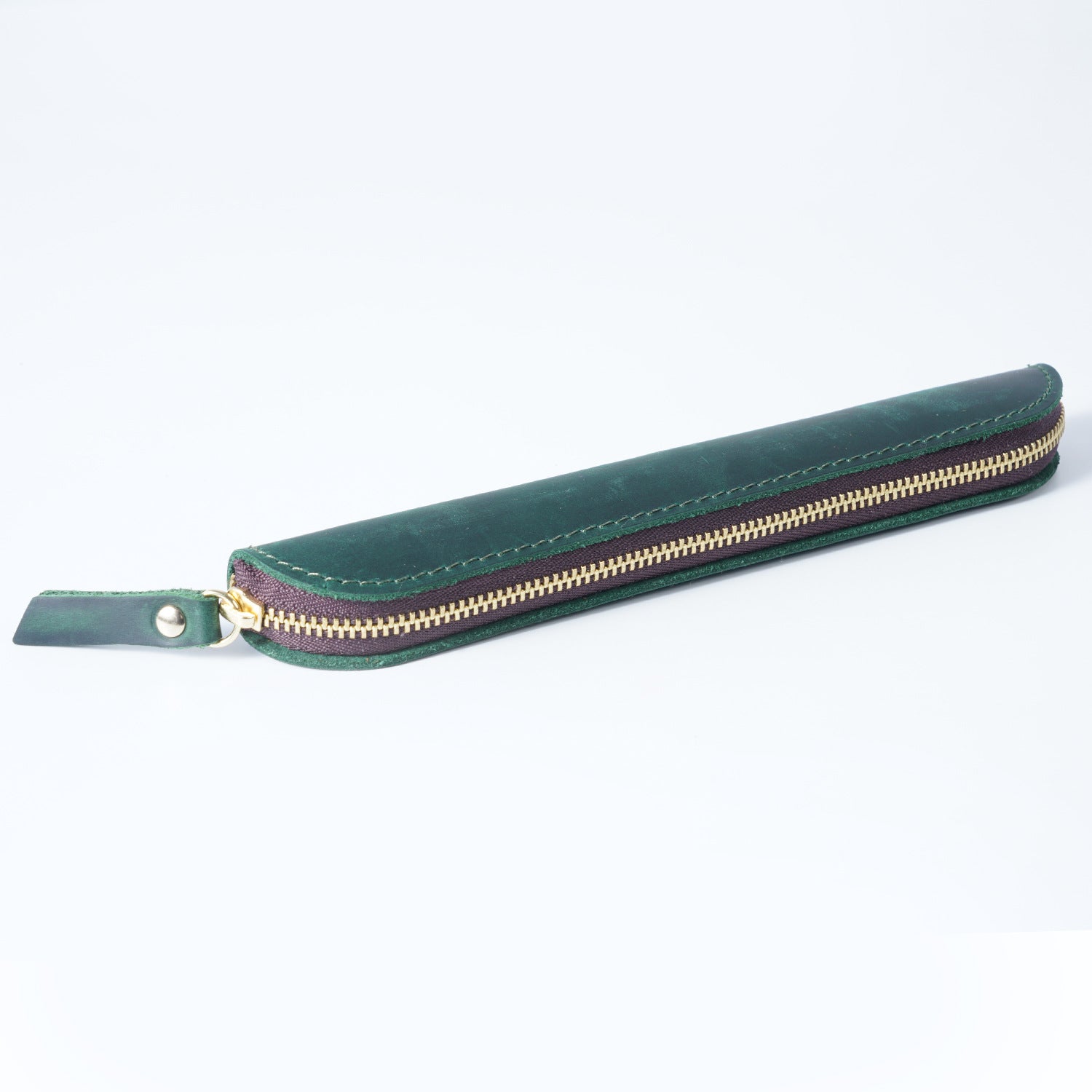 Wholesale Retro Simple Leather Cowhide Zipper Mini Pencil Case